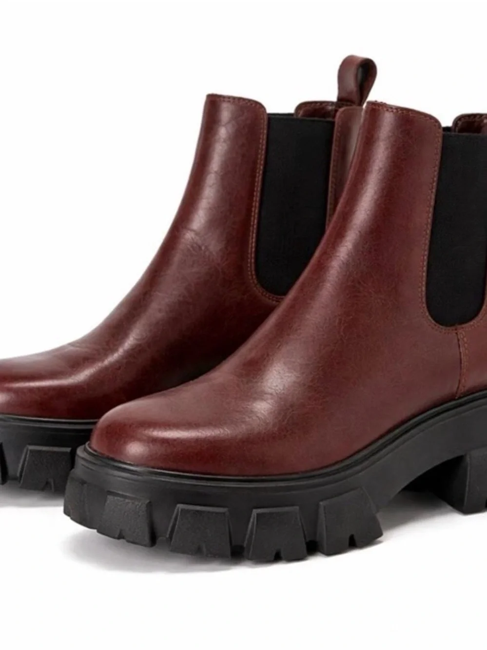 Gianni Bini Women's Leather Chelsea Ankle Boots in Burgundy